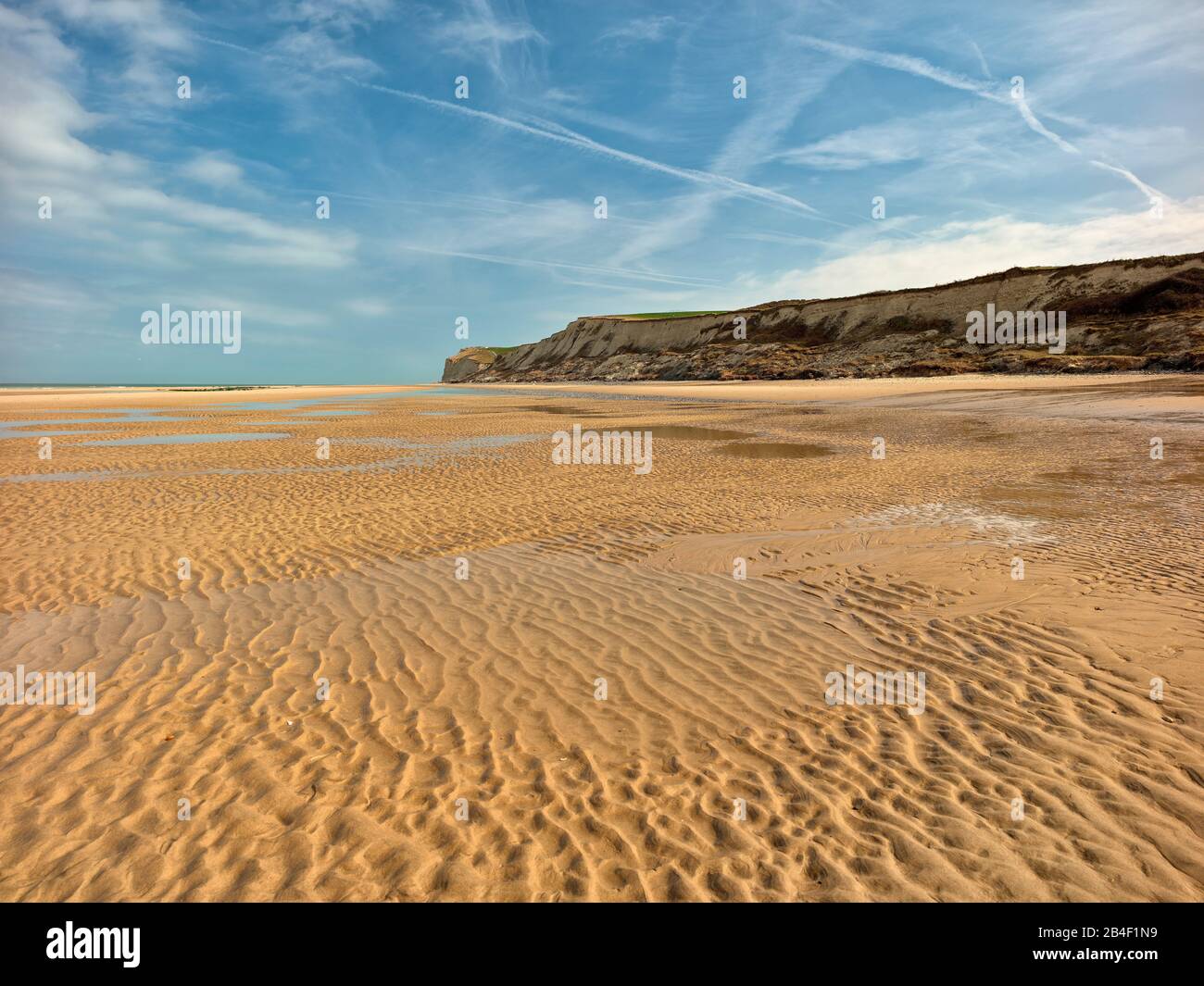 Strouanne, Wissant, Communes de la Terre des Deux Caps, Desvres, Boulogne-sur-Mer, Pas-de-Calais, Hauts-de-France, Frankreich, Witzand, Parc Naturel Régional des Caps et Marais d'Opale, Côte d'Opale, Opal Coast, Channel, Atlantic Stockfoto