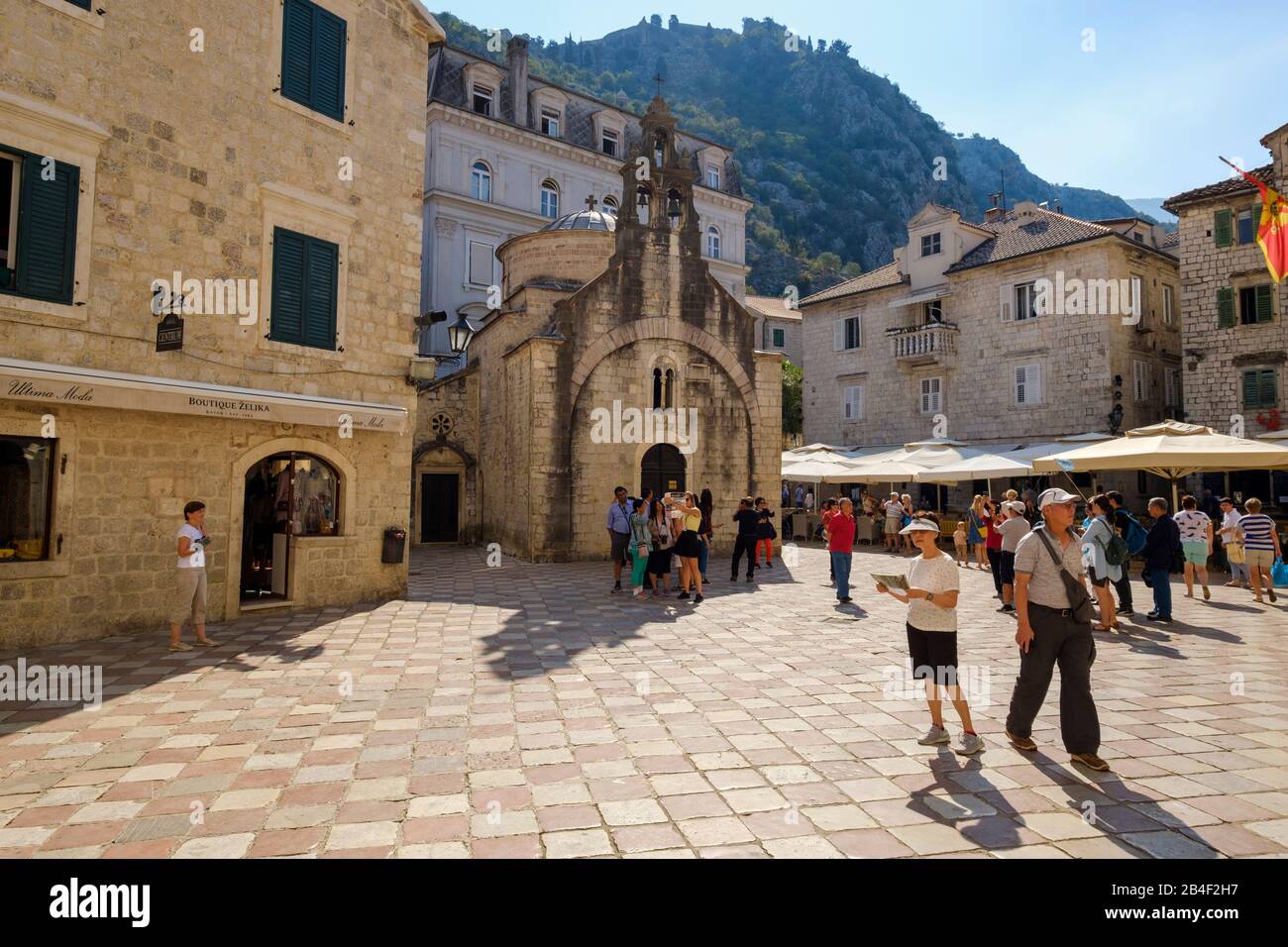 Kirche Sveti Luka, Trg bratstva i jedinstva, Altstadt Kotor, Montenegro Stockfoto