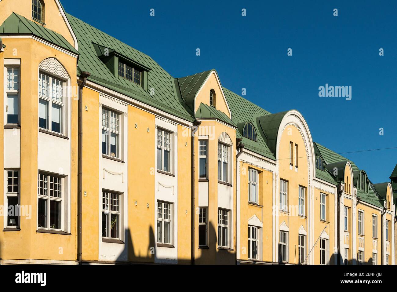 Helsinki, Jugendstilarchitektur im Stadtteil Eira, Huvilakatu Stockfoto