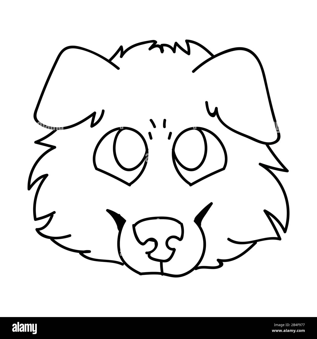 Niedlicher Cartoon Rauer Collie Hund Gesicht Monochromen Vektor Clipart Stammbaum Zwinger Sheepdog Lineart Reinrassige Hauswelpe Fur Haustierstube Stock Vektorgrafik Alamy