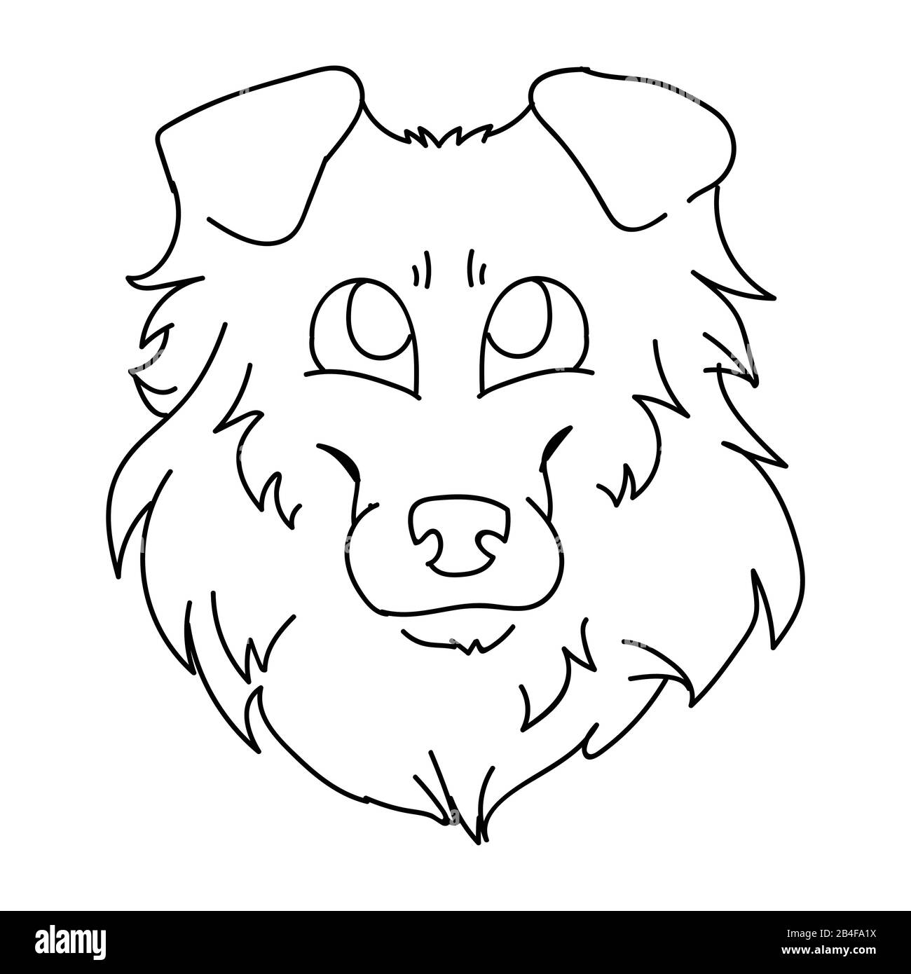 Niedlicher Cartoon Rauer Collie Hund Gesicht Monochromen Vektor Clipart Stammbaum Zwinger Sheepdog Lineart Reinrassige Hauswelpe Fur Die Illustration Der Haustierstube Stock Vektorgrafik Alamy