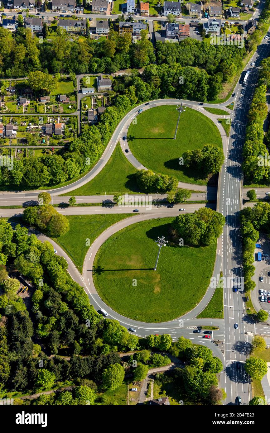 Luftbild der Autobahn A46 46, Feithstraße und Saarlandstraße in Hagen im Ruhrgebiet im Land Nordrhein-Westfalen, Deutschland Stockfoto