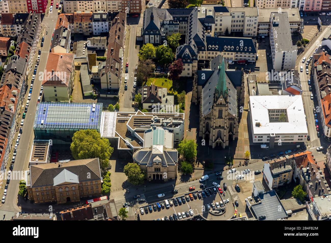 Luftbild Osthaus Museum Hagen, Stadtmuseum Hagen und katholische