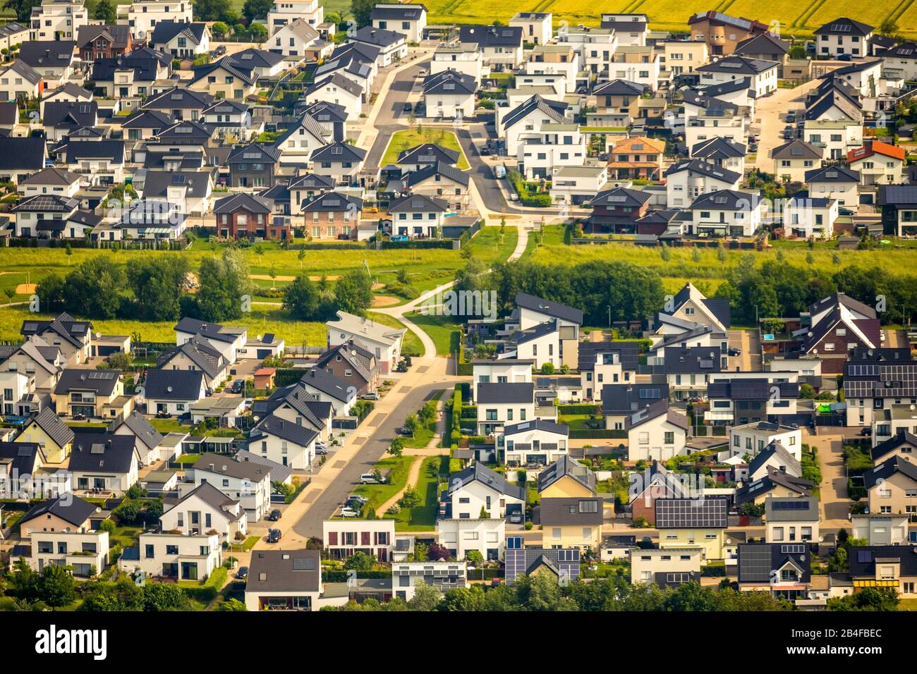 Luftbild der Neubaugebiete am Ardeyweg in Soest in der Soester Börde, im Bundesland Nordrhein-Westfalen in Deutschland, Soester Börde, Europa, Stockfoto