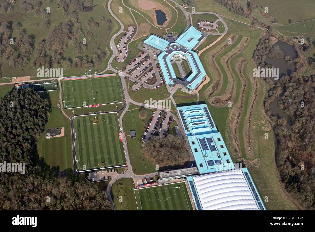 Luftbild der Trainingsanlage des St George's Park England in Tatenhill, Derby Stockfoto