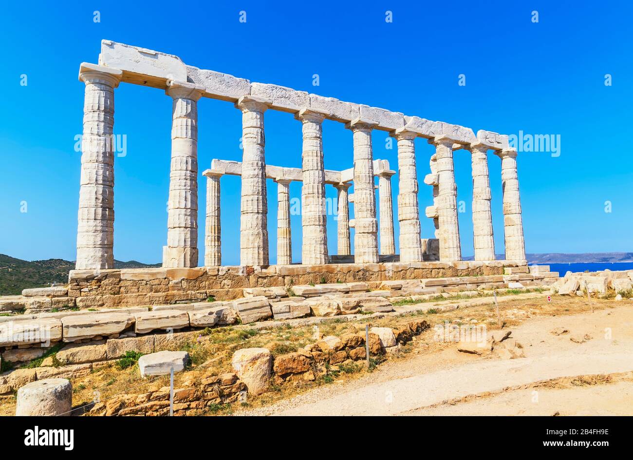 Tempel des Poseidon, Kap Sounion, Attika, Griechenland Stockfoto