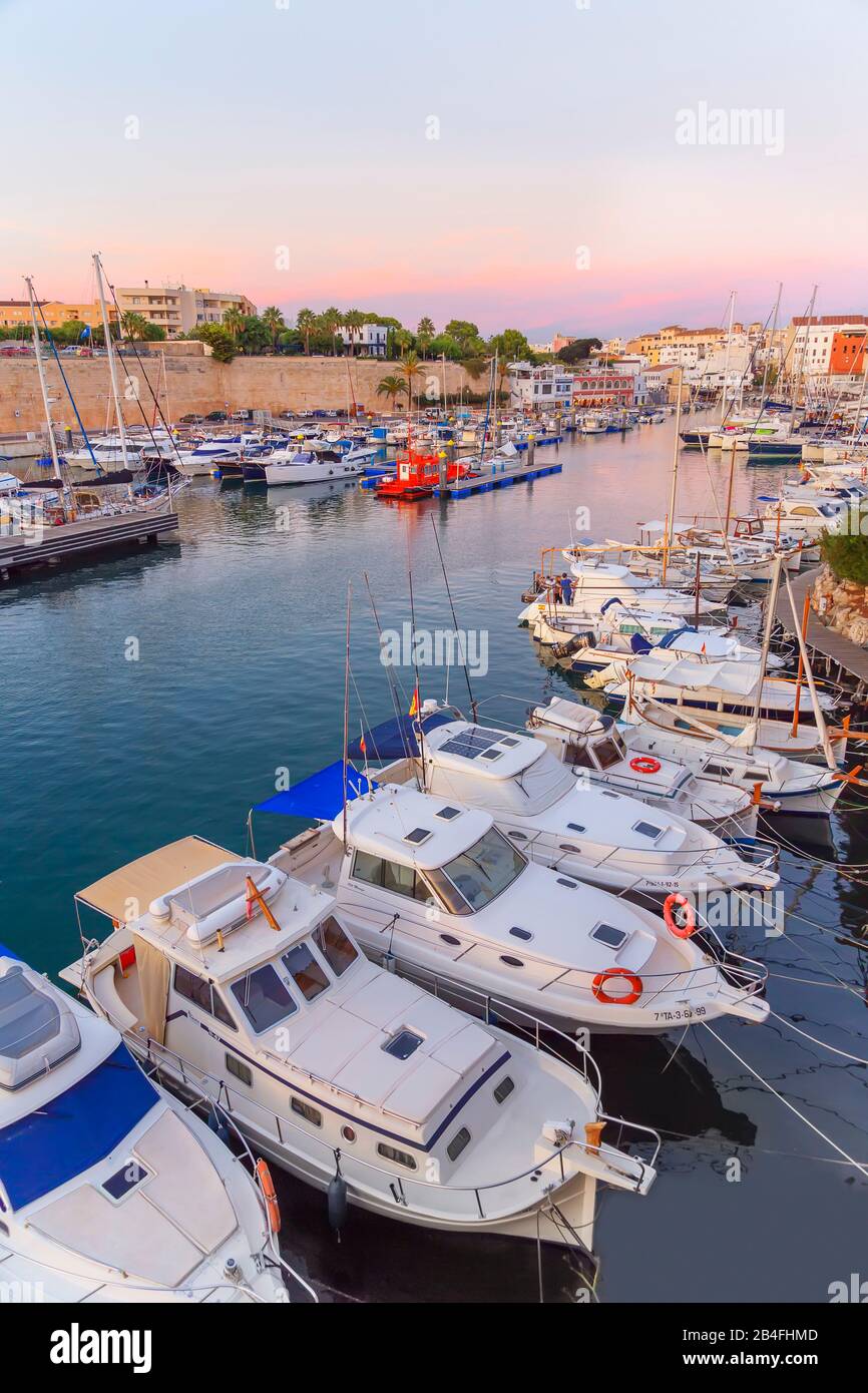 Historischen alten Hafen und Altstadt, Ciutadella, Menorca, Balearen, Spanien, Europa, Stockfoto