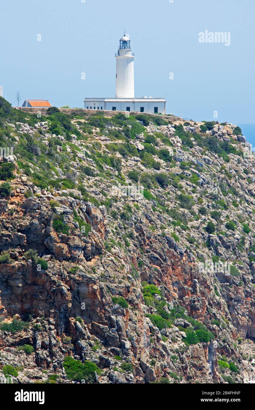 Sa Mola Leuchtturm, Formentera, Balearen, Spanien Stockfoto