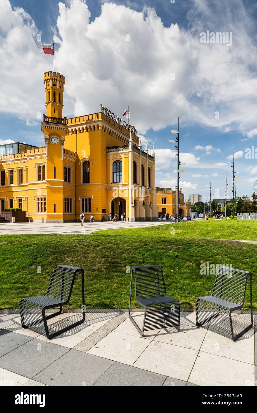 Europa, Polen, Niedermösien, Wroclaw - Hauptbahnhof/Wroclaw Glowny Stockfoto
