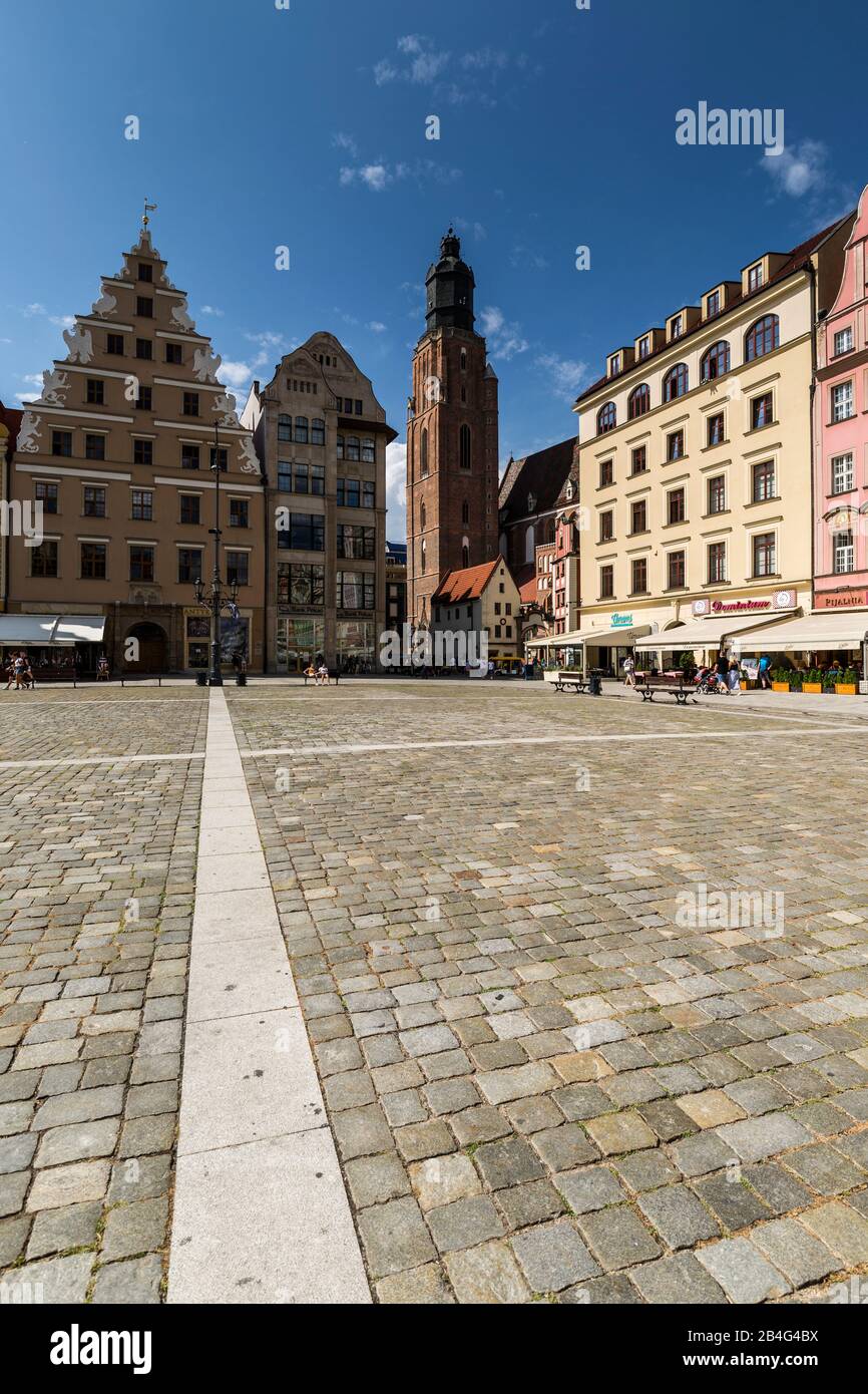 Europa, Polen, Niedermösien, Wroclaw/Breslau - Marktplatz Stockfoto