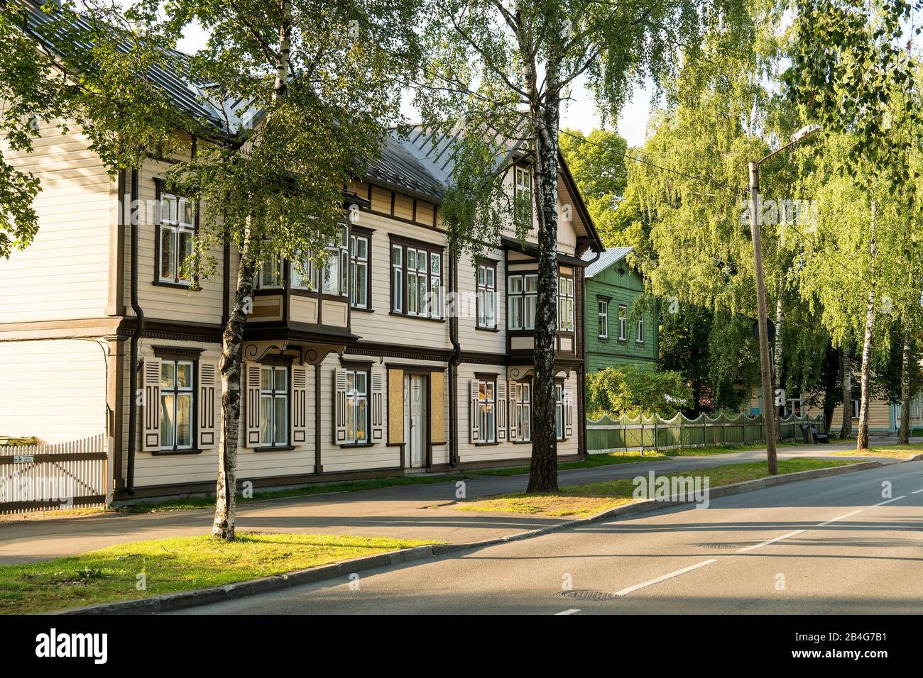 Estland, Pärnu, Altstadt, Supeluse, typische Holzbauweise Stockfoto