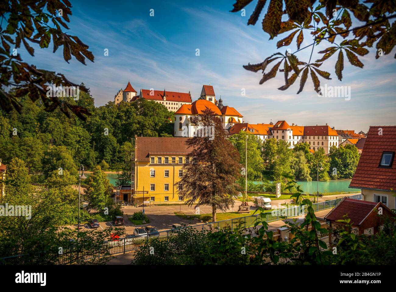 Deutschland, Bayern, Allgäuer, Füssen, Altstadt, Lech, Schloss, Hohe Burg, Kalvarienberg Stockfoto