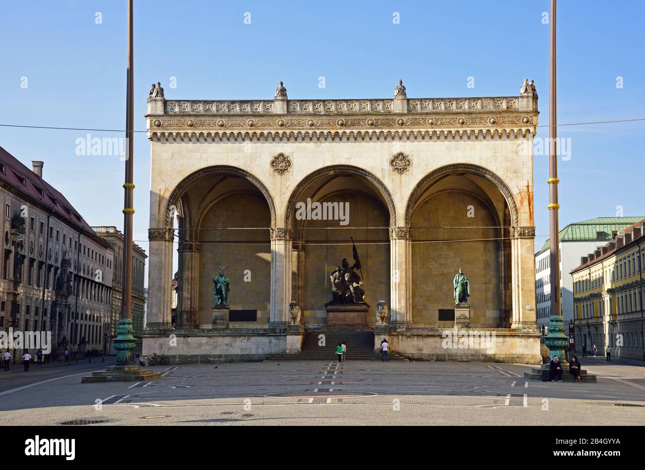 Europa, Deutschland, Bayern, München, Odeonsplatz, Feldherrnhalle, erbaut im Jahre 1841, Stockfoto