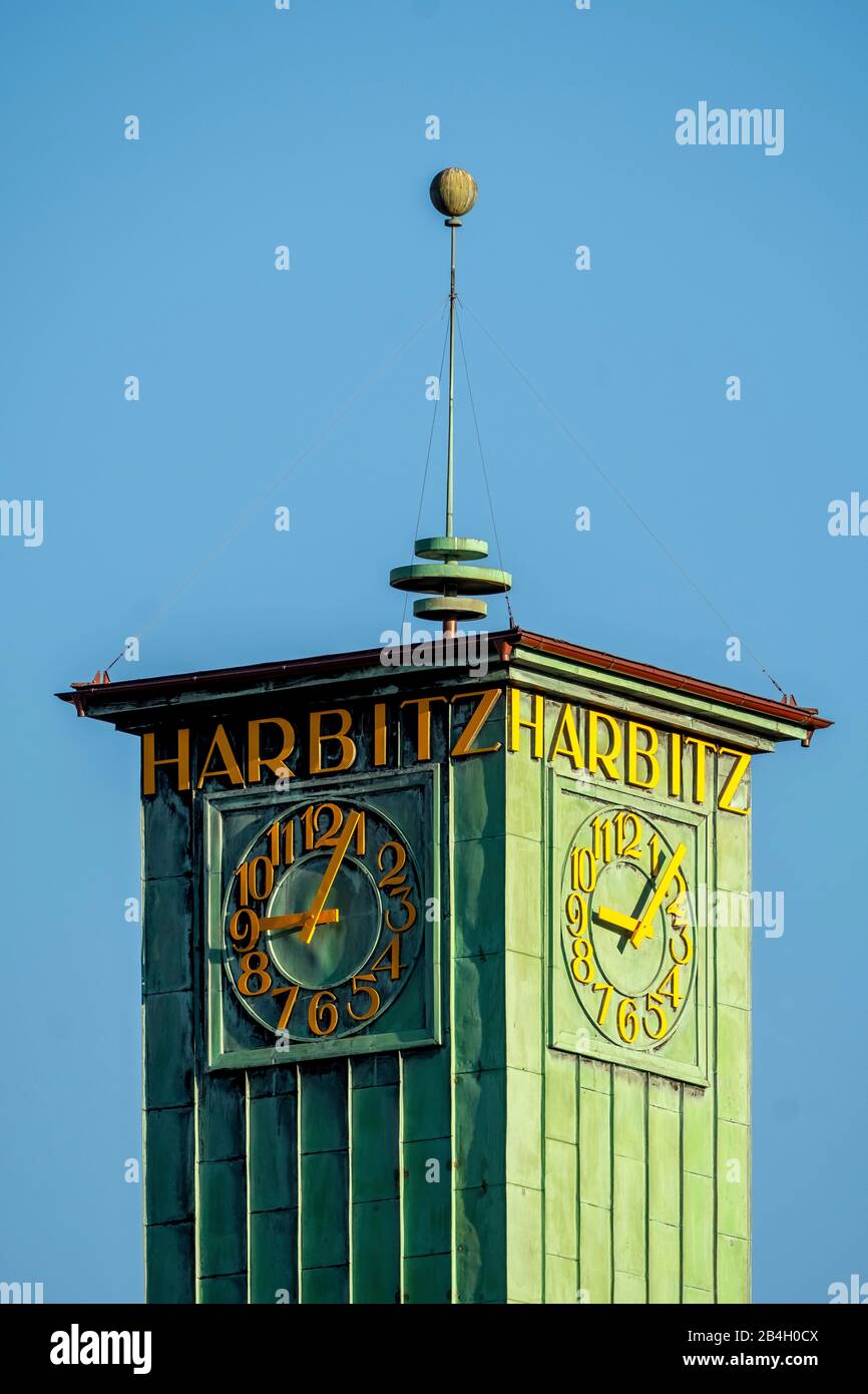 Wahrzeichen, Kirchturm der Stadt Bergen, Harbitzer Ecke, Bergen, Hordaland, Norwegen, Skandinavien, Europa Stockfoto