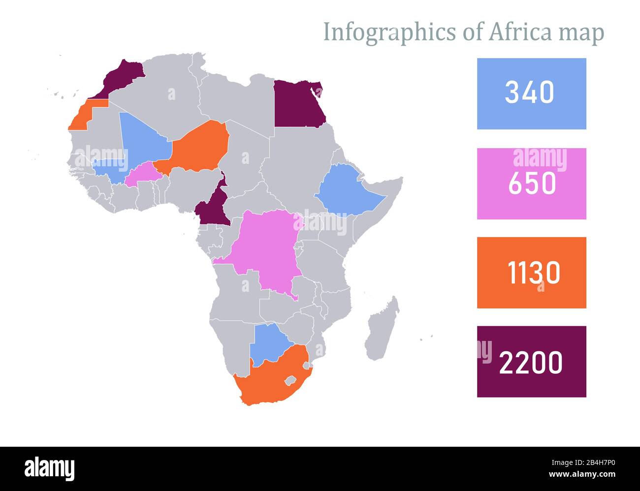 Infografiken der Afrika-Karte, Vektor einzelner Staaten Stock Vektor