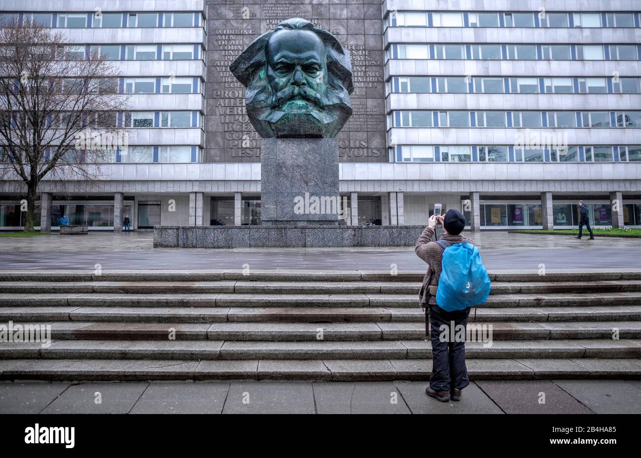 Karl-Marx-Denkmal Chemnitzer Stockfoto