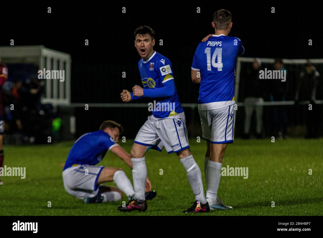 Bridgend, Wales, Großbritannien. März 2020. Penybont/Cardiff Traf Sich am 6. März 2020 im Bryntirion Park im JD Cymru Premier. Kredit: Lewis Mitchell/Alamy Live News Stockfoto