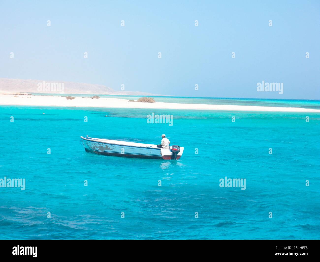 Fährmann in Ägypten vor der Insel Mahmya bei Hurghada Stockfoto