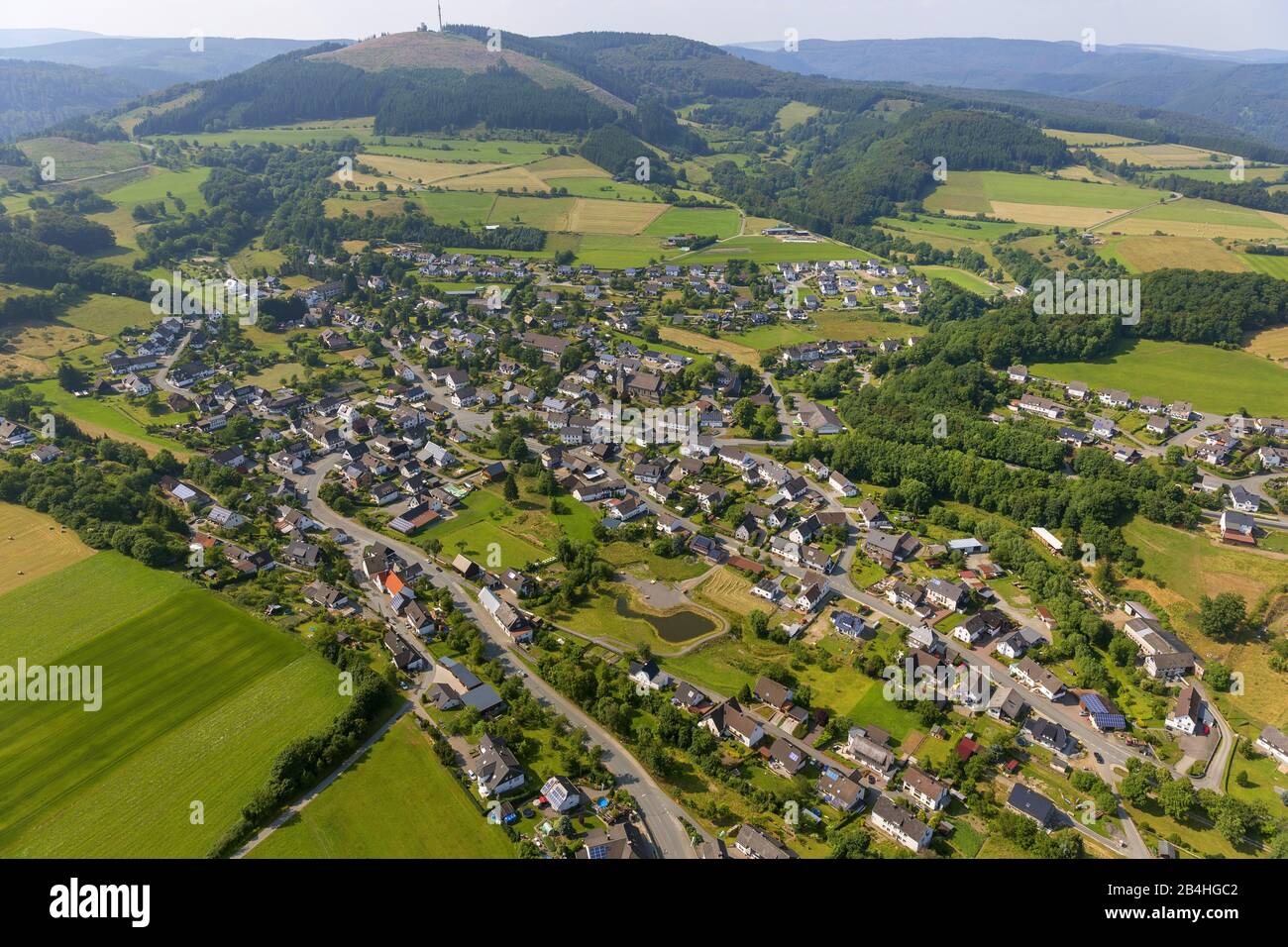 , Kreis Hesborn, 09.07.2013, Luftbild, Deutschland, Nordrhein-Westfalen, Sauerland, Hallenberg Stockfoto