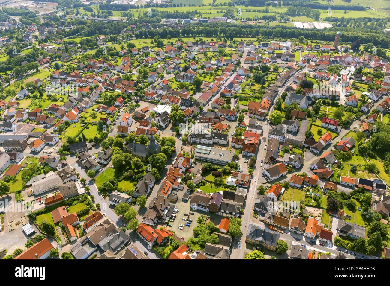 , ciyt Zentrum von Ruethen, 09.07.2013, Luftbild, Deutschland, Nordrhein-Westfalen, Ruethen Stockfoto