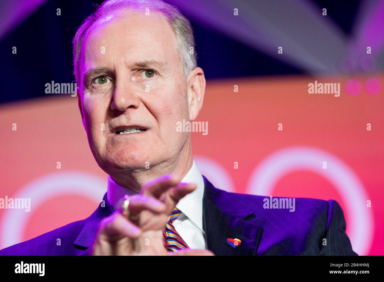 Gary Kelly, Chairman und Chief Executive Officer von Southwest Airlines, spricht auf dem US-Handelskammer Aviation Summit in Washington, D.C. über Ma Stockfoto