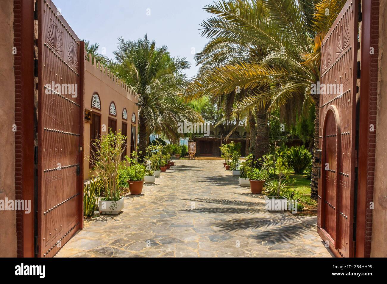 Heritage Village in Abu Dhabi, VAE, ist ein Dorf, um die traditionellen Aspekte der Wüstenform zu erleben Stockfoto