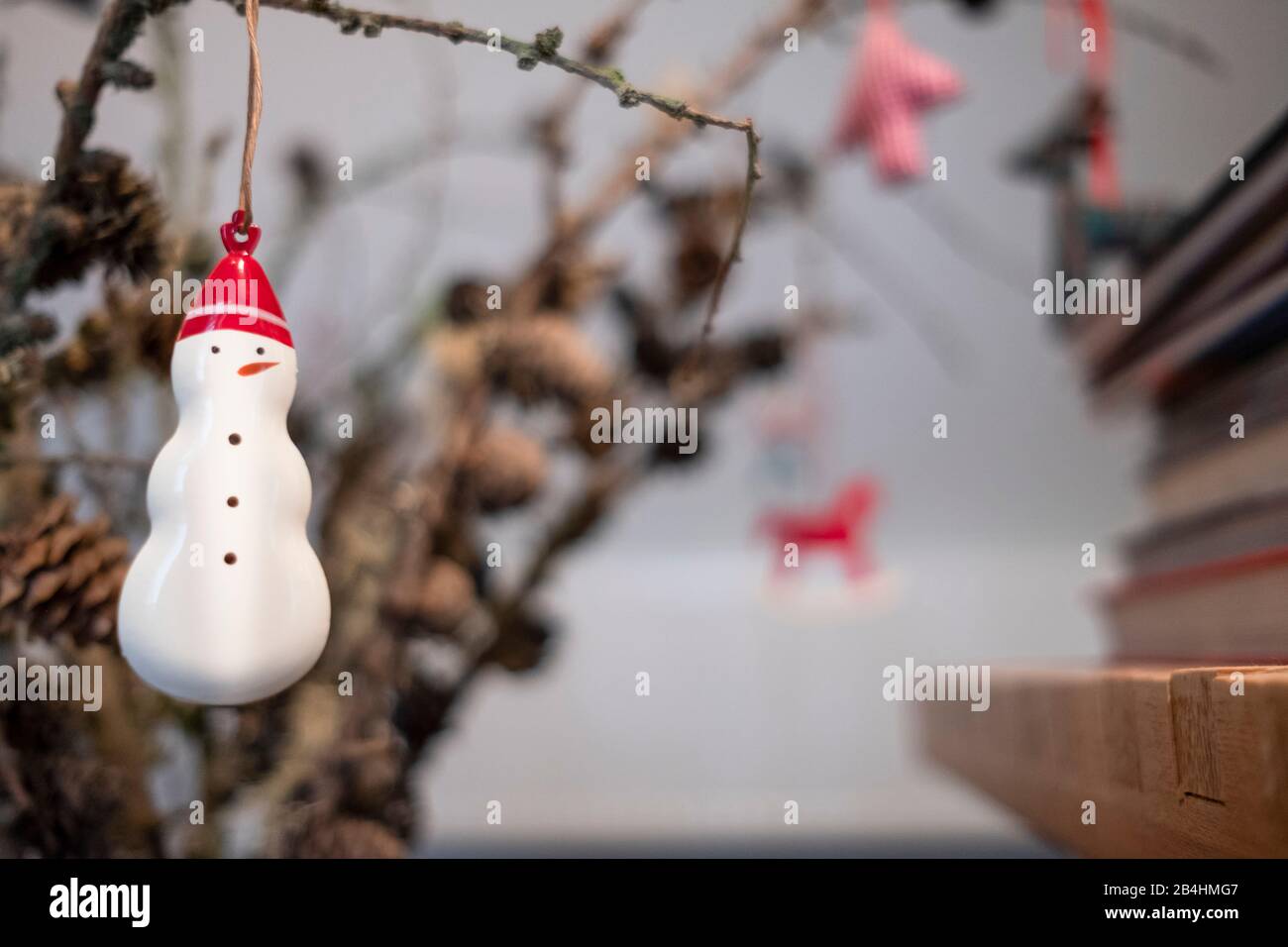 Anhänger des Schneemanns, Dekoration, Weihnachtsdekoration, Glaskugel, Stockfoto