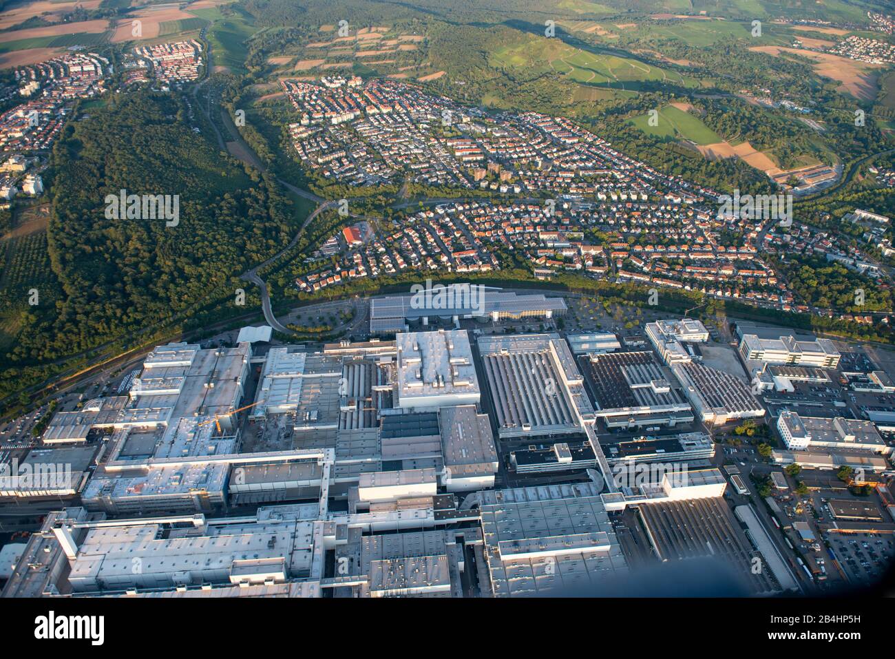 Luftbild München mit Industrie- und Wohngebiet Stockfoto