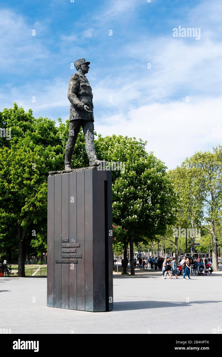 Die Statue General Charles de Gaulle von Jean Cardot, Paris, Frankreich, Europa Stockfoto