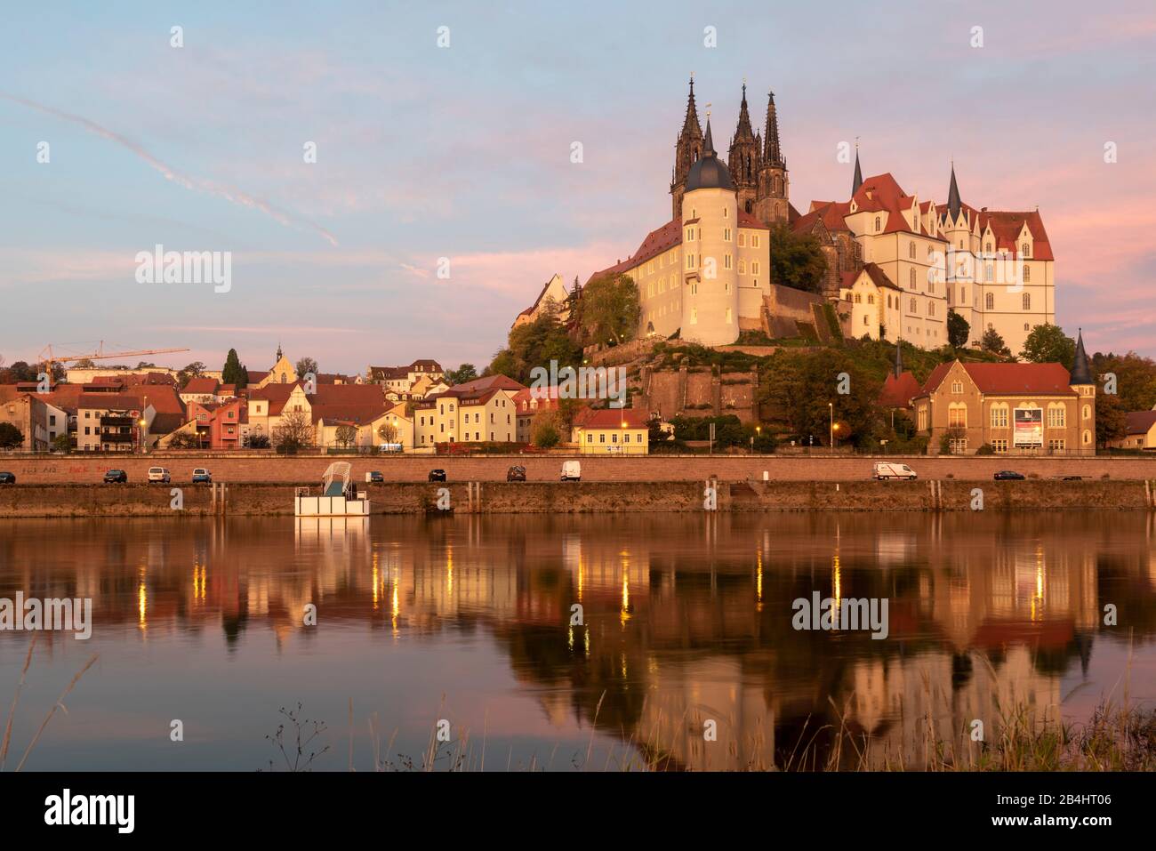Deutschland, Sachsen, Meissen, der Meißener Dom und die im 15. Jahrhundert erbaute spätantike Albrechtsburg gelten als älteste Burg Deutschlands. Stockfoto
