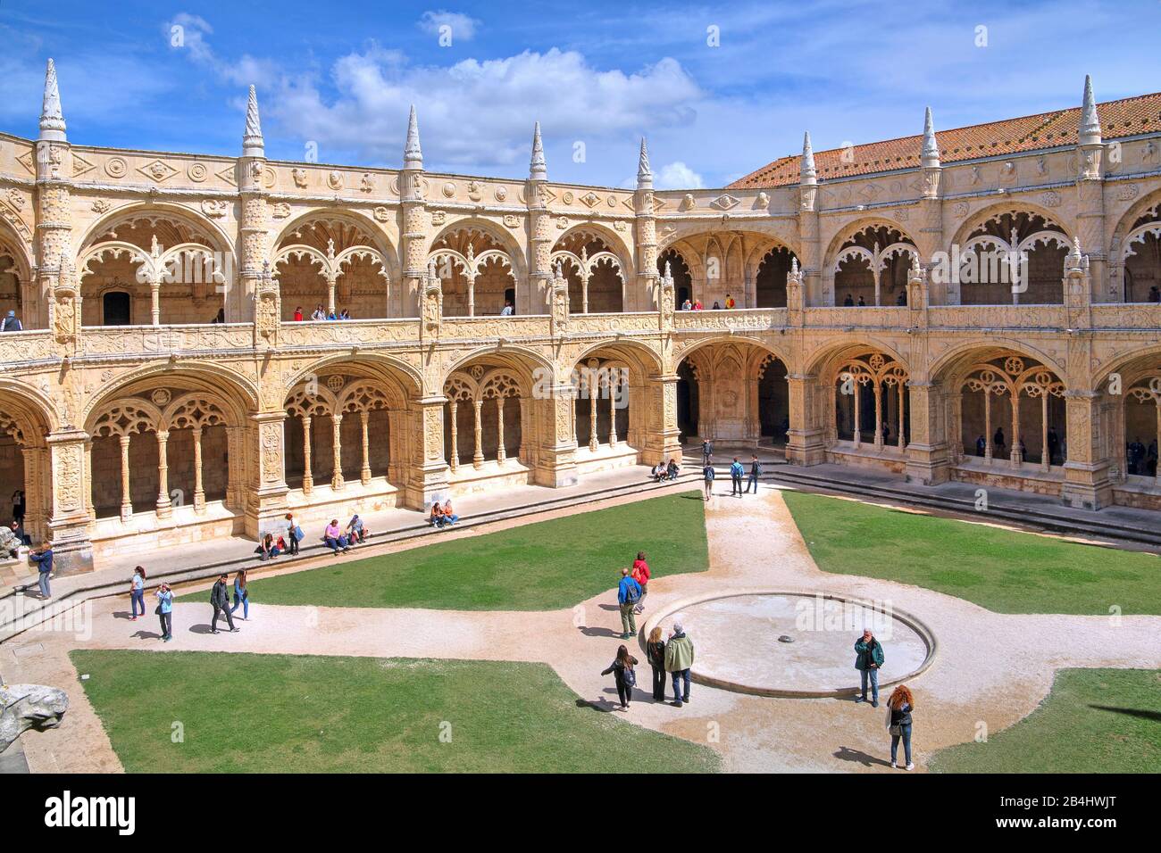 Kreuzgang im Kloster Jeronimos, Lissabon, Portugal Stockfoto