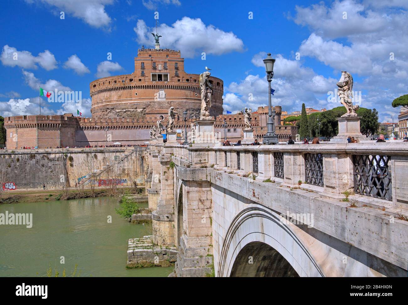 Engelbrücke der Engelsburg am Tiber, Rom, Latium, Italien Stockfoto
