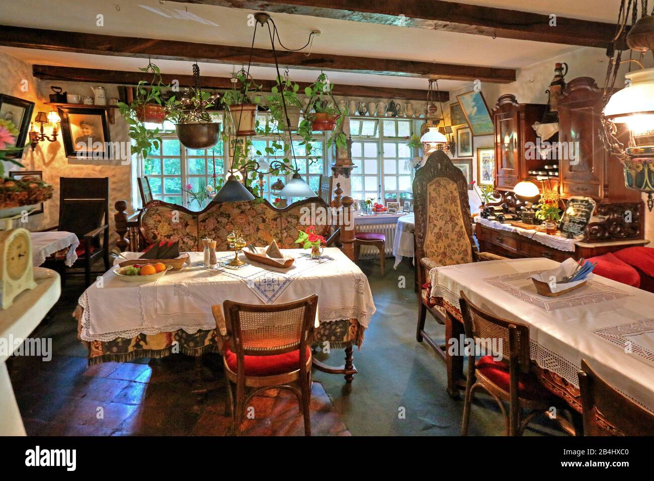 Gästezimmer im Restaurant Friesenhof Cornelius in Dorum-Neufeld, Nordseebad Dorum, Land Wursten, Wesermünde, Nordsee, Nordseeküste, Nationalpark Niedersächsische Wattenmeer, Niedersachsen, Deutschland Stockfoto