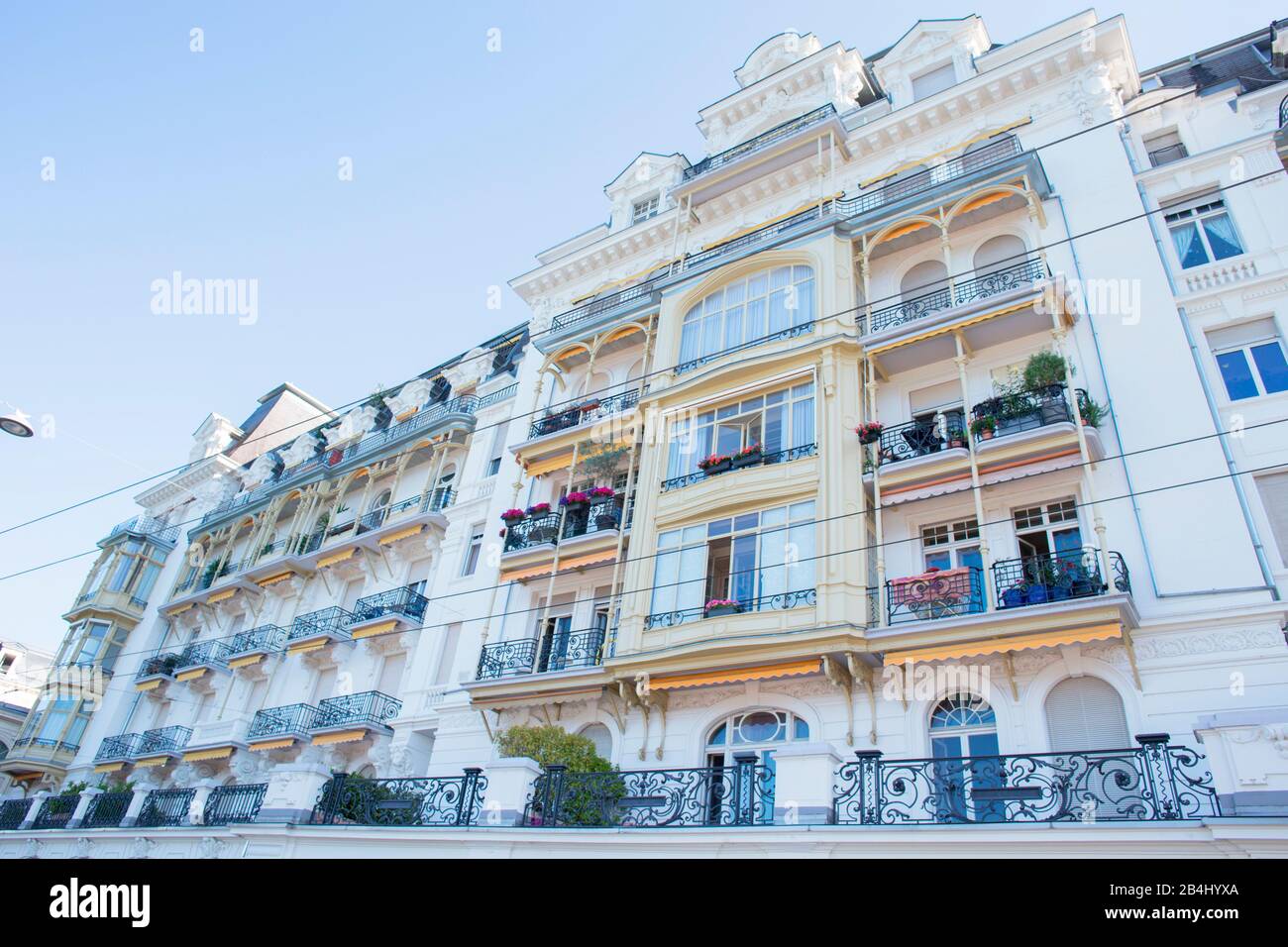 Fassade des Gebäudes Montreux Riviera, Genfersee, Kanton waadt, Schweiz Stockfoto