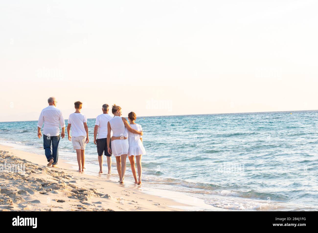 Familie, Strand, laufen, von hinten Stockfoto