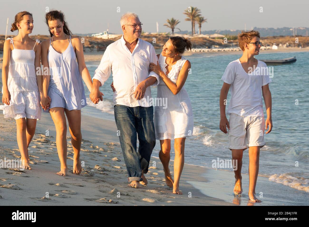Familie, Strand, Spaziergang Stockfoto