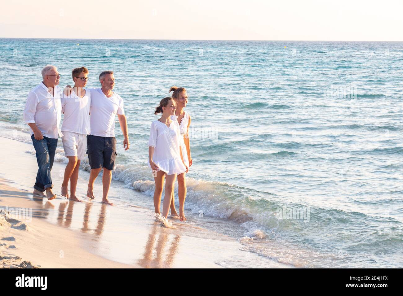 Familie, Strand, laufen Stockfoto