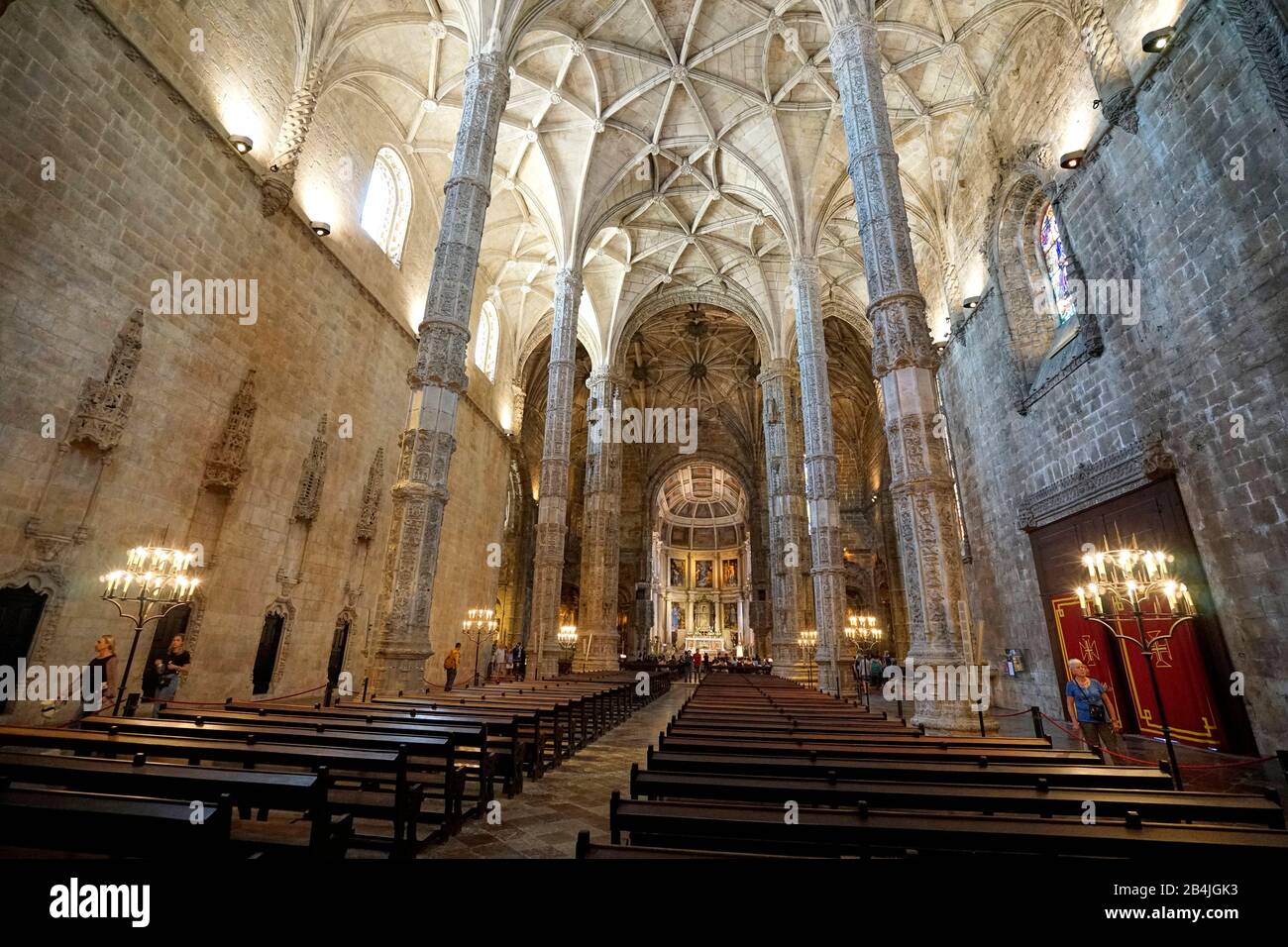 Europa, Portugal, Region Lissabon, Lissabon, Belem, Kloster Jeronimos, Klosterkirche, Santa Maria de Belem, im Inneren Stockfoto