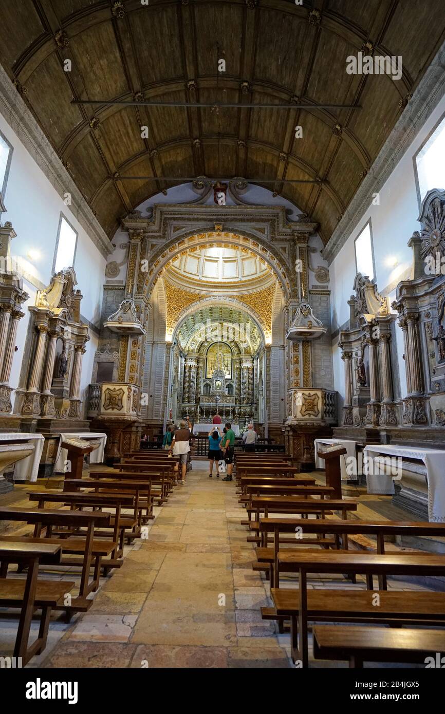 Europa, Portugal, Region Centro, Nazare, Sitio, Kirche, Nossa Senhora da Nazare, Unsere Liebe Frau von Nazaret, innen Wände, die mit Azulejos-Fliesen bedeckt sind Stockfoto