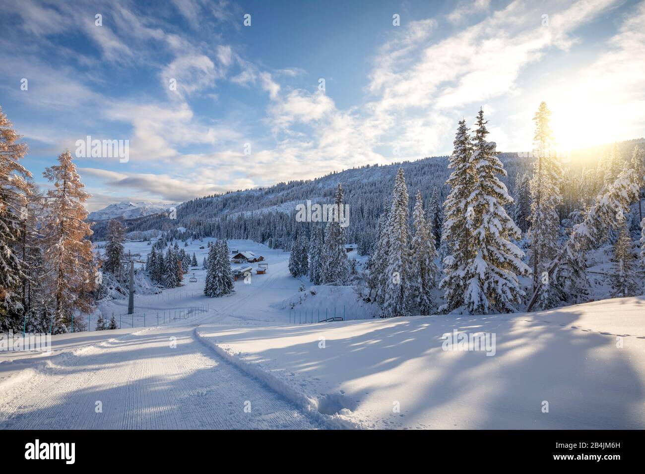Skigebiet Cherz Pralongia, Hütte La Viza, Cherz, Livinallongo del Col di Lana, Belluno, Venetien, Italien Stockfoto