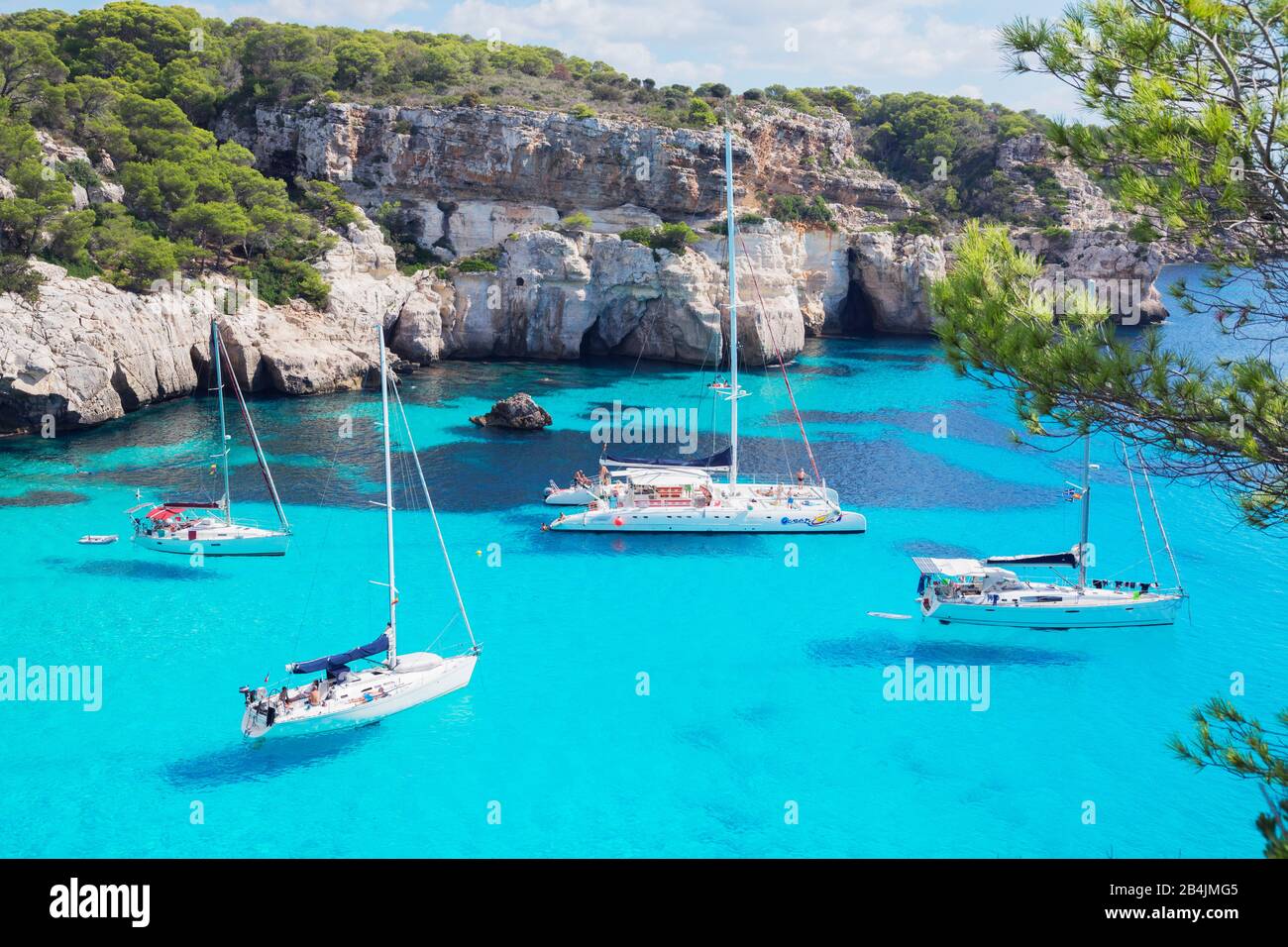Erhöhten Blick auf Cala Macarella, Menorca, Balearen, Spanien, Europa Stockfoto