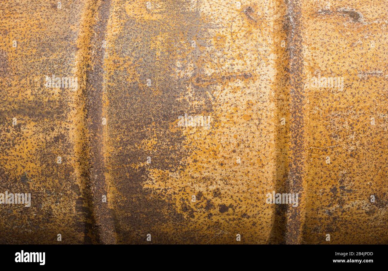 Gelb oxidierte Blechdetails, abstrakter Hintergrund Stockfoto