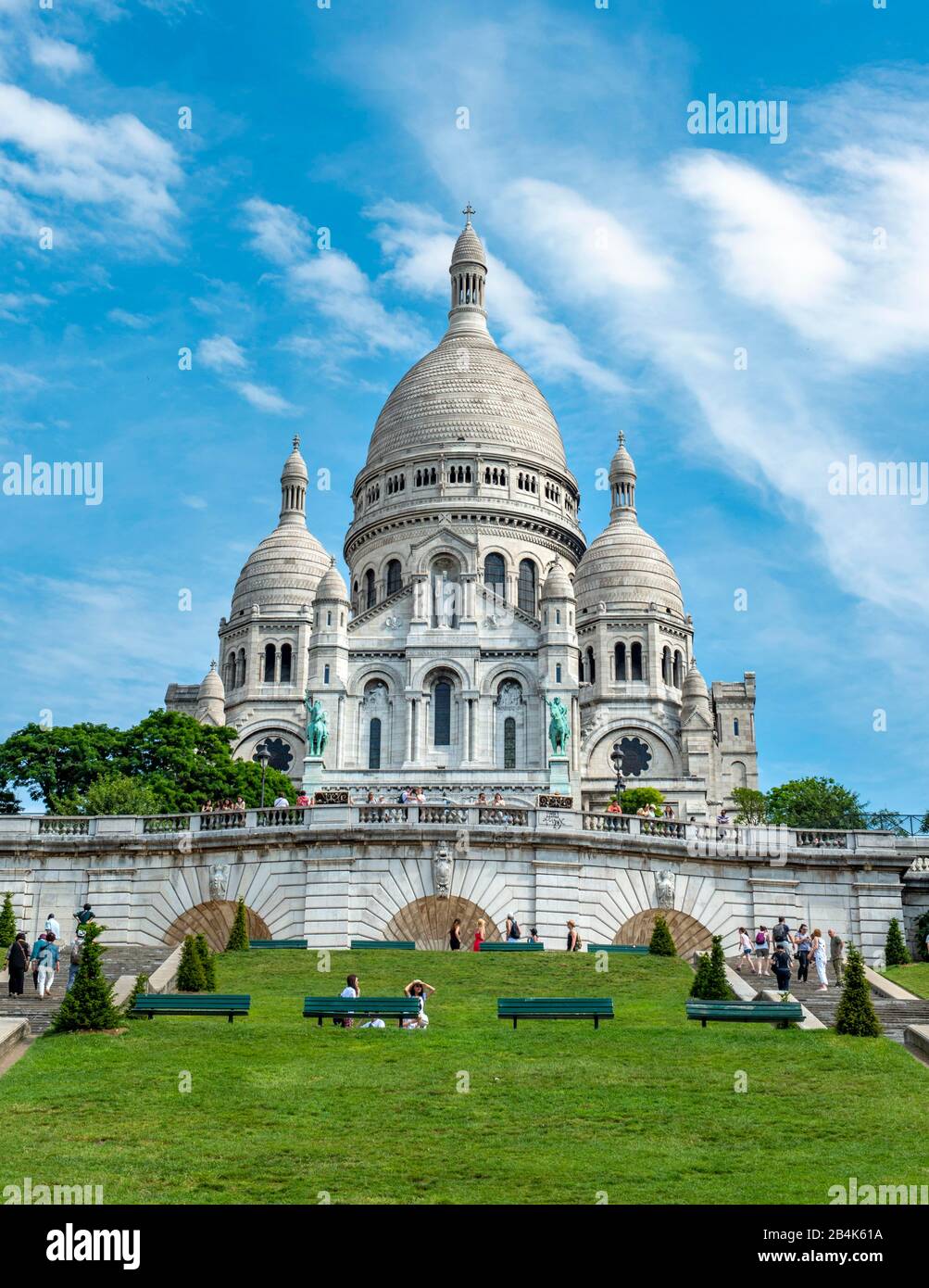 Basilika Sacre-Coeur, Platz Louise-Michel, Montmartre, Paris, Frankreich Stockfoto