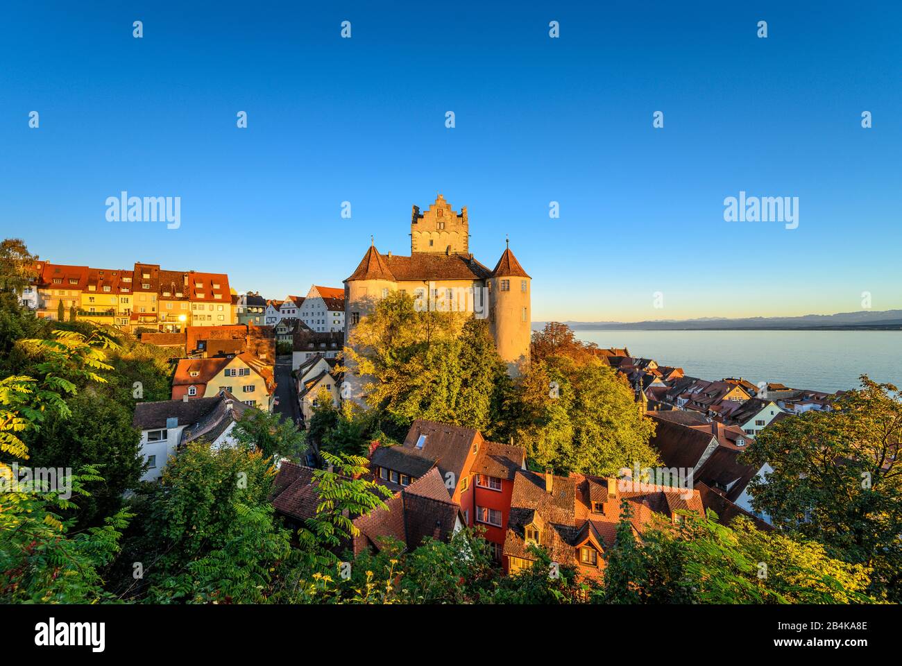 Deutschland, Baden-Württemberg, Bodensee, Meersburg, Oberstadt, Altes Schloss, Burg Meersburg, Unterstadt Stockfoto