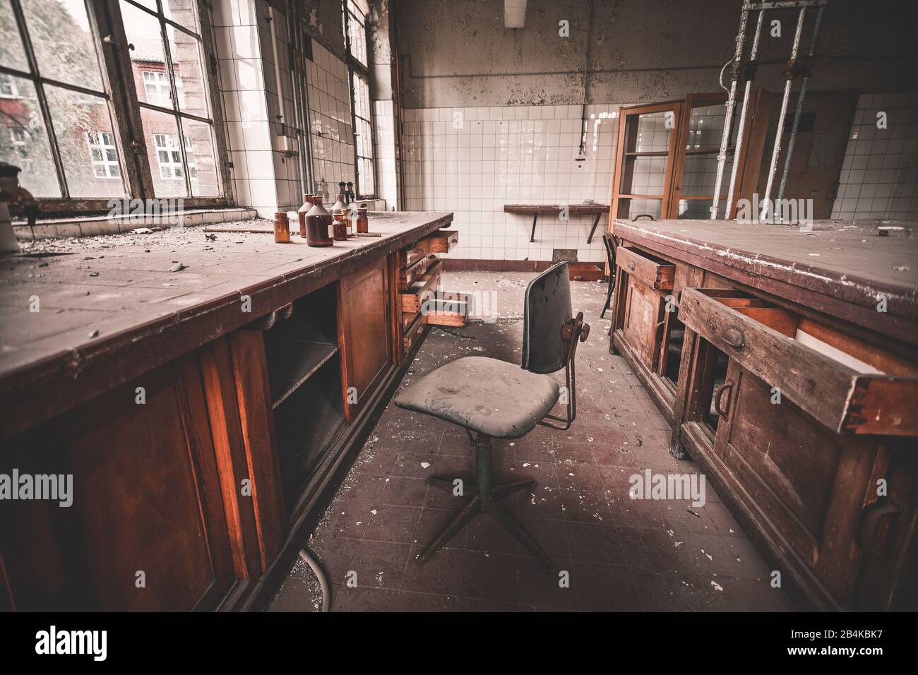 Verlassener Stuhl, Verirrer Platz Stockfoto
