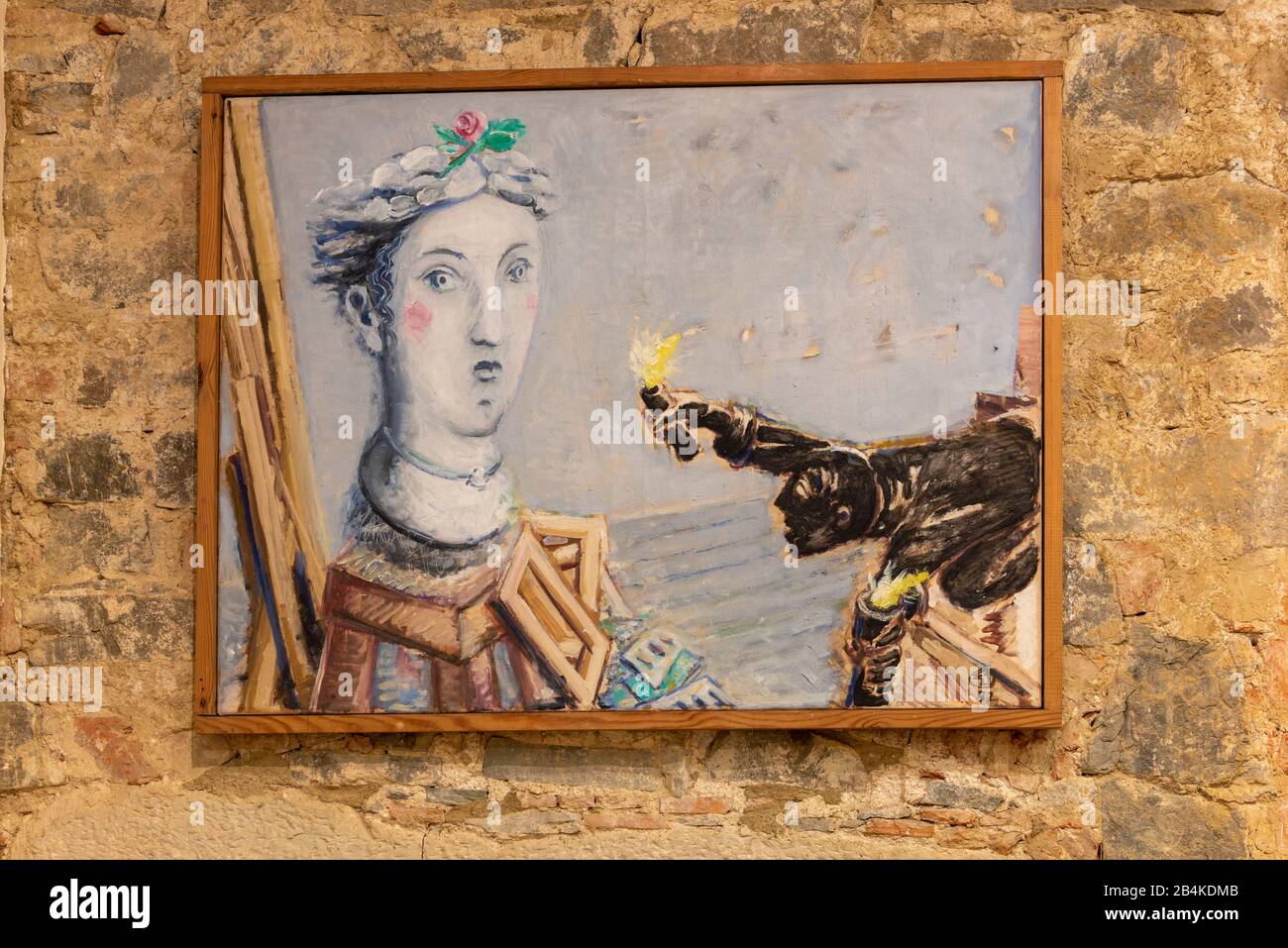 Großer Frauenkopf im Atelier, Heinrich Apel, Öl, Leinen, 1982 Stockfoto