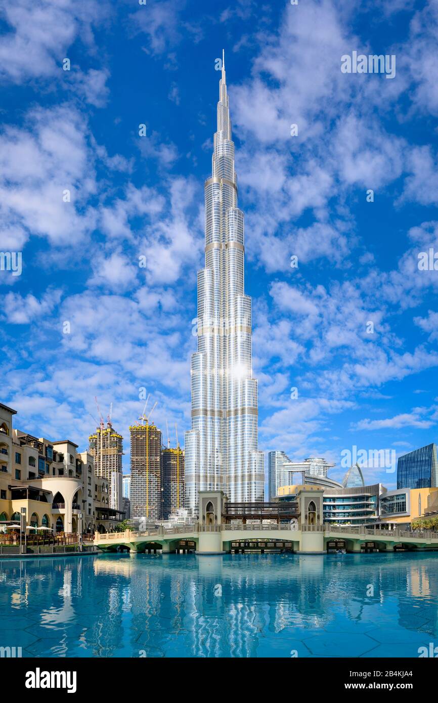 Mit Dubai Downtown Burj Khalifa Tower, VAE Stockfoto