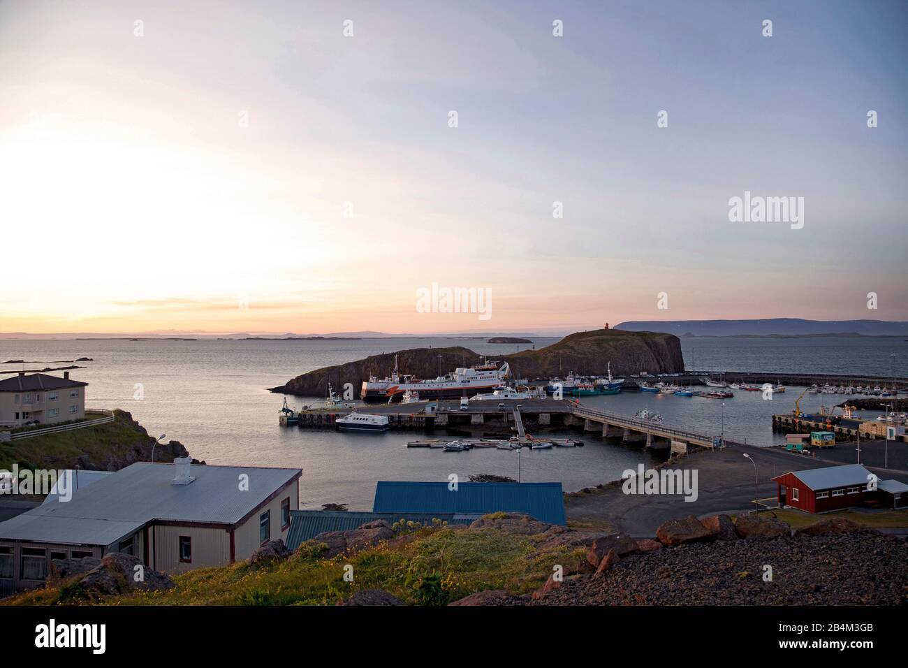 Hafen, Felsen, Insel, Stykkishólmur Stockfoto