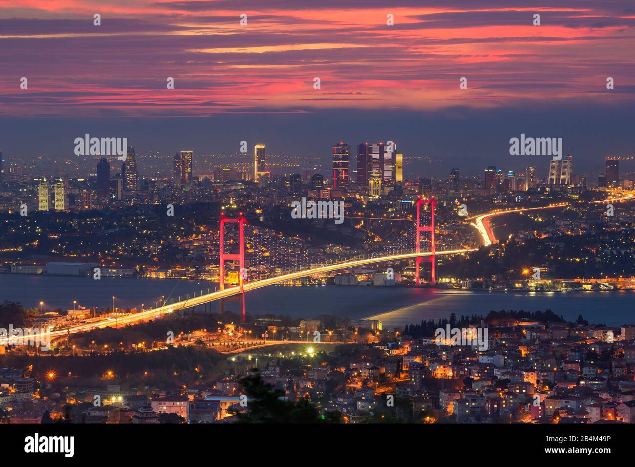 Panorama der Bosporus-Brücke in Istanbul, Türkei Stockfoto