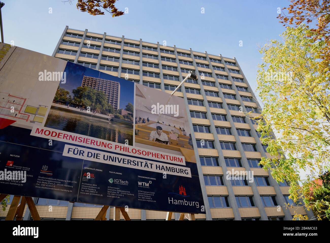 Europa, Deutschland, Hamburg, Rotherbaum, Campus und Philosophenturm, Modernization Philosophenturm, Bauschild, Stockfoto